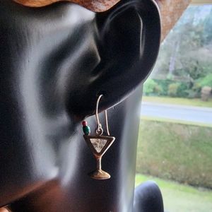 Martini glass sterling silver hook earrings
